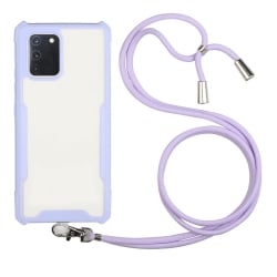 Θήκη Samsung Galaxy A41 Μωβ με Λουράκι Acrylic + Color TPU Shockproof Case with Neck Lanyard Purple