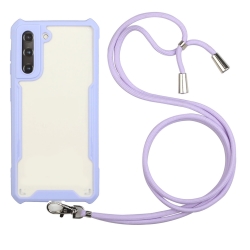 Θήκη Samsung Galaxy S21 Plus 5G Μωβ με Λουράκι Acrylic + Color TPU Shockproof Case with Neck Lanyard Purple