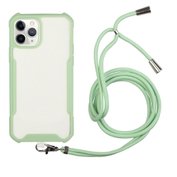 Θήκη iPhone 12 mini Πράσινη με Λουράκι Acrylic + Color TPU Shockproof Case with Neck Lanyard Avocado Green
