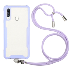 Θήκη Samsung Galaxy A40 Μωβ με Λουράκι Acrylic + Color TPU Shockproof Case with Neck Lanyard Purple