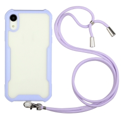 Θήκη iPhone X / XS Μωβ με Λουράκι Acrylic + Color TPU Shockproof Case with Neck Lanyard Purple