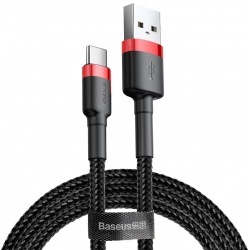 Baseus Καλώδιο Cafule Braided USB 2.0 Cable USB-C male - USB-A male Black / Red 3m CATKLF-U91