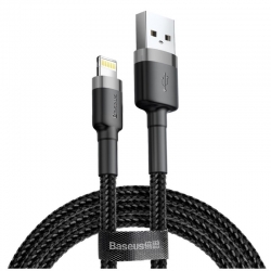Baseus Καλώδιο Cafule Braided USB to Lightning Cable 2.4A Gray - Black 1m CALKLF-BG1