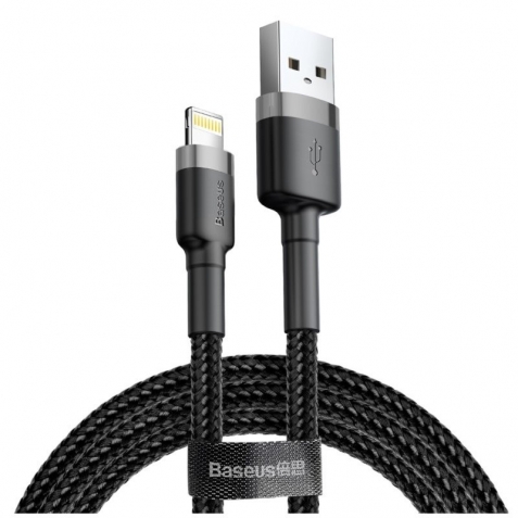 Baseus Καλώδιο Cafule Braided USB to Lightning Cable 2.4A Gray - Black 1m CALKLF-BG1