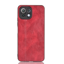 Θήκη Xiaomi Mi 11 Lite 4G / Mi 11 Lite 5G Κόκκινη Shockproof Sewing Cow Pattern Skin PC + PU + TPU Case Red