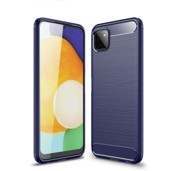 Θήκη Samsung Galaxy A22 5G Σιλικόνης Μπλε Brushed Carbon Fiber Silicone Case Blue