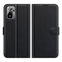 Θήκη Xiaomi Redmi Note 10 4G / Note 10S / Poco M5s Βιβλίο Μαύρο Litchi Texture Horizontal Flip Protective Case Black