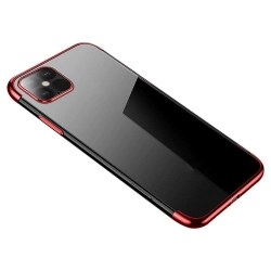 Θήκη Xiaomi Mi 11 Σιλικόνης Διάφανη - Κόκκινη Clear Color Case Gel TPU Electroplating Frame Cover Red