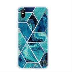 Θήκη iPhone X / XS Σιλικόνης Σκούρο Μπλε Geometric Marmur Case Dark Blue