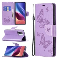 Θήκη Xiaomi Redmi Note 9S / 9 Pro / 9 Pro Max Βιβλίο Μωβ Πεταλούδες Butterflies Embossing Pattern Horizontal Flip Case Purple