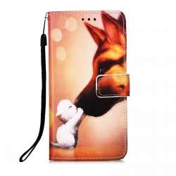 Θήκη Xiaomi Mi 11 Lite 4G / Mi 11 Lite 5G Βιβλίο Φιλί Colored Drawing Pattern Plain Weave Horizontal Flip Case Hound Kiss