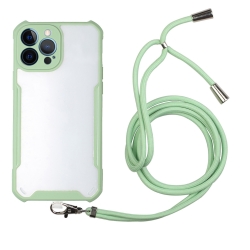 Θήκη iPhone 13 Pro Πράσινη με Λουράκι Acrylic + Color TPU Shockproof Case with Neck Lanyard Avocado