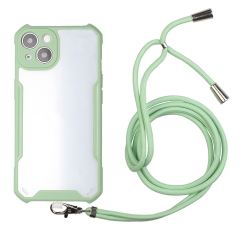 Θήκη iPhone 13 Πράσινη με Λουράκι Acrylic + Color TPU Shockproof Case with Neck Lanyard Avocado