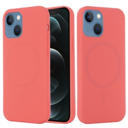 Θήκη iPhone 13 Σιλικόνης Κοραλί Shockproof Magnetic Magsafe Silicone Case Pink Orange