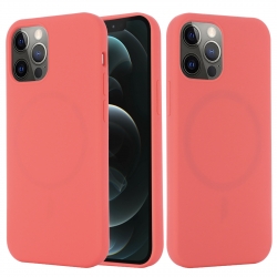 Θήκη iPhone 13 Pro Σιλικόνης Κοραλί Shockproof Magnetic Magsafe Silicone Case Pink Orange