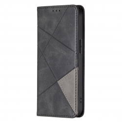 Θήκη iPhone 13 Pro Βιβλίο Μαύρο Rhombus Texture Horizontal Flip Magnetic Case Black