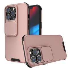 Θήκη iPhone 13 Ροζ-Χρυσή Up and Down Sliding Camera Cover Design Shockproof TPU + PC Protective Case Rose-Gold