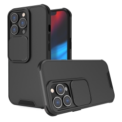 Θήκη iPhone 13 Pro Μαύρη Up and Down Sliding Camera Cover Design Shockproof TPU + PC Protective Case Black