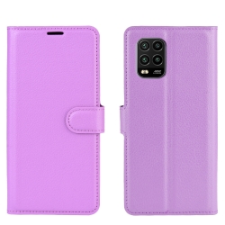 Xiaomi Xiaomi Mi 10 Lite 5G Θήκη Βιβλίο Μωβ Litchi Texture Horizontal Flip Leather Case With Holder & Card Slots Purple