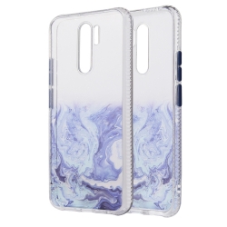 Θήκη Xiaomi Redmi 9 Σιλικόνης Μπλε Μάρμαρο Marble Pattern Glitter Powder Shockproof Blue