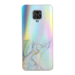 Θήκη Xiaomi Redmi Note 9S / 9 Pro / 9 Pro Max Σιλικόνης Μάρμαρο Laser Marble Pattern Clear TPU Shockproof Protective Case Grey