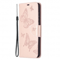 Samsung Galaxy A72 4G / A72 5G Θήκη Βιβλίο Ροζ-Χρυσό Πεταλούδες Two Butterflies Embossing Pattern Horizontal Flip Case Rose Gold