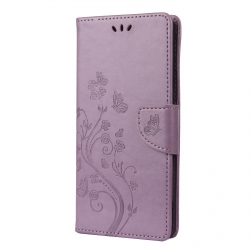 Samsung Galaxy A72 4G / A72 5G Θήκη Βιβλίο Μωβ Λουλούδια Και Πεταλούδες Butterfly Flower Pattern Horizontal Flip Case Purple