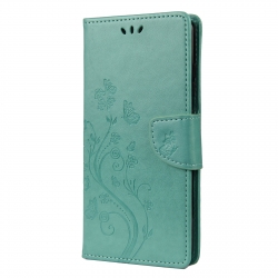 Samsung Galaxy A72 4G / A72 5G Θήκη Βιβλίο Πράσινο Λουλούδια Και Πεταλούδες Butterfly Flower Pattern Horizontal Flip Case Green