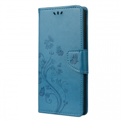 Samsung Galaxy A72 4G / A72 5G Θήκη Βιβλίο Μπλε Λουλούδια Και Πεταλούδες Butterfly Flower Pattern Horizontal Flip Case Blue