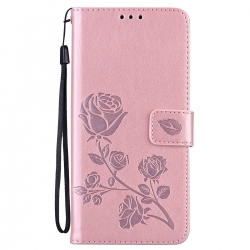 Samsung Galaxy A72 4G / A72 5G Θήκη Βιβλίο Ροζ - Χρυσό Τριαντάφυλλο Rose Embossed Horizontal Flip Case Rose Gold