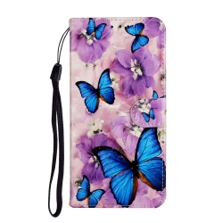 Samsung Galaxy A72 4G / A72 5G Θήκη Βιβλίο Coloured Drawing Pattern Horizontal Flip Case Purple Flower Butterfly
