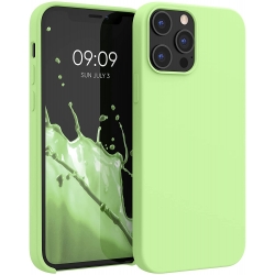 iPhone 12 Pro Θήκη Σιλικόνης Απαλό Πράσινη Vennus Real Smooth Silicone Case Light Green