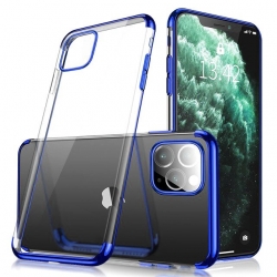 iPhone 11 Θήκη Σιλικόνης Μπλε Clear Color Case Gel TPU Electroplating frame Cover Blue