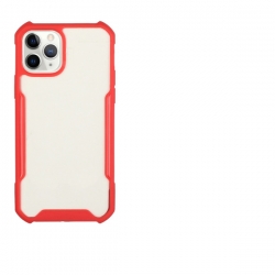 iPhone 11 Pro Θήκη Με Κόκκινο Περίγραμμα Και Διάφανη Πλάτη Acrylic + Color TPU Shockproof Case Red