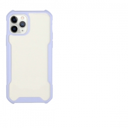 iPhone 12 Pro Max Θήκη Με Μωβ Περίγραμμα Και Διάφανη Πλάτη Acrylic + Color TPU Shockproof Case Purple