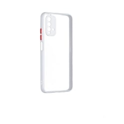 Xiaomi Redmi 9T Θήκη Με Λευκό Περίγραμμα Και Διάφανη Πλάτη PC+TPU Phone Case with Contrast Color Button White