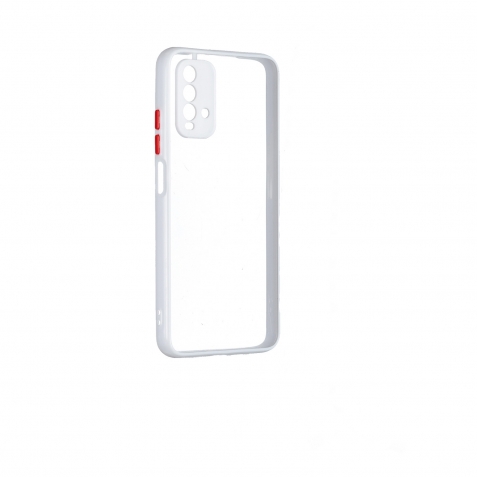 Xiaomi Redmi 9T Θήκη Με Λευκό Περίγραμμα Και Διάφανη Πλάτη PC+TPU Phone Case with Contrast Color Button White