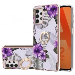 Samsung Galaxy A53 5G Θήκη Σιλικόνης Μωβ Λουλούδια Electroplating IMD TPU Phone Case with Ring Purple Flower