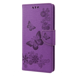 Xiaomi Redmi 10C Θήκη Βιβλίο Μωβ Πεταλούδες Butterfly Embossed Horizontal Flip Phone Case Purple