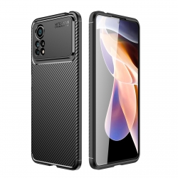 Xiaomi Poco X4 Pro 5G Θήκη Σιλικόνης Μαύρη Precise Hole Carbon Fiber Texture Shockproof TPU Phone Case Black