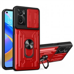 Realme 9i Θήκη Κόκκινη Με Σταντ Sliding Camshield Card Phone Case Red