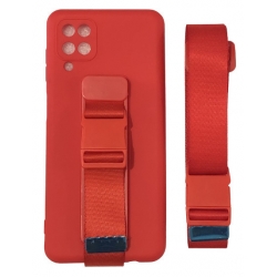 Samsung Galaxy A12 / M12 Θήκη Σιλικόνης Κόκινη Rope Case Gel TPU Airbag Case Cover with Lanyard Red