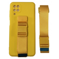 Samsung Galaxy A12 / M12 Θήκη Σιλικόνης Κίτρινη Rope Case Gel TPU Airbag Case Cover with Lanyard Yellow