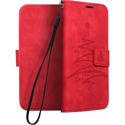 Samsung Galaxy S21 FE Θήκη Βιβλίο Κόκκινο Forcell Mezzo Book Case Christmas Tree Red