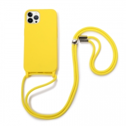 iPhone 13 Pro Max Θήκη με Λουράκι Crossbody Lanyard Elastic Silicone Phone Case Yellow