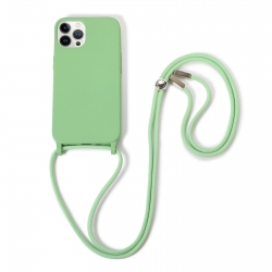 iPhone 13 Pro Max Θήκη με Λουράκι Crossbody Lanyard Elastic Silicone Phone Case Matcha Green