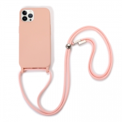 iPhone 13 Pro Max Θήκη με Λουράκι Crossbody Lanyard Elastic Silicone Phone Case Pink