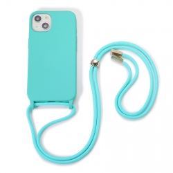 iPhone 13 Θήκη με Λουράκι Crossbody Lanyard Elastic Silicone Phone Case Blue