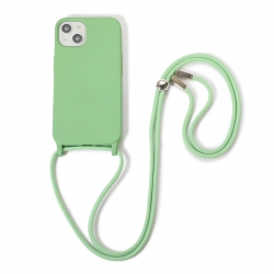iPhone 13 Θήκη με Λουράκι Crossbody Lanyard Elastic Silicone Phone Case Matcha Green