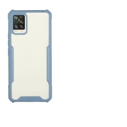 Samsung Galaxy A72 4G / A72 5G Θήκη Με Μπλε - Γκρι Περίγραμμα Και Διάφανη Πλάτη Acrylic + Color TPU Shockproof Case Milk Grey